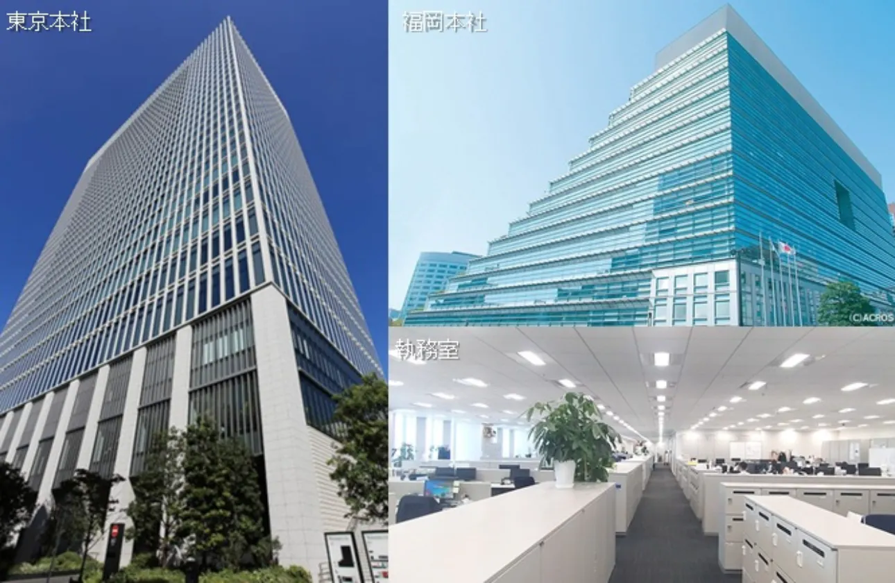 東京本社は東京タワーや富士山が一望できる立地で、福岡本社は中心地の天神にあり、コミュニケーションが生まれる空間を目指しています!
