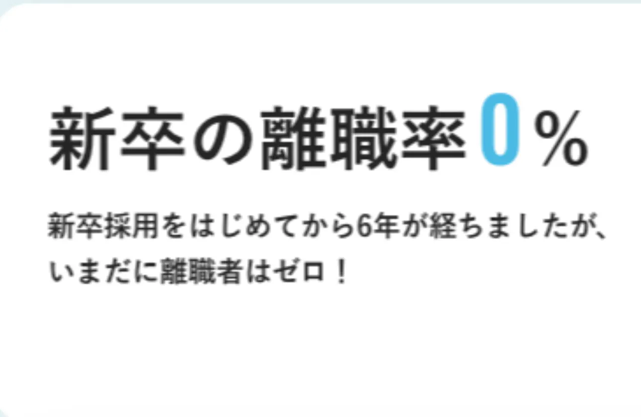 新卒離職率ゼロ。その理由。