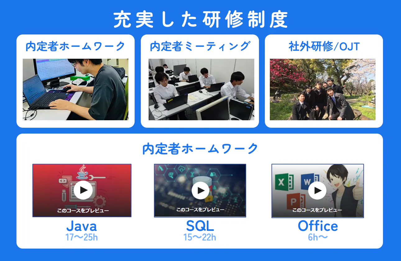 内定者から新人まで一貫した安心サポート