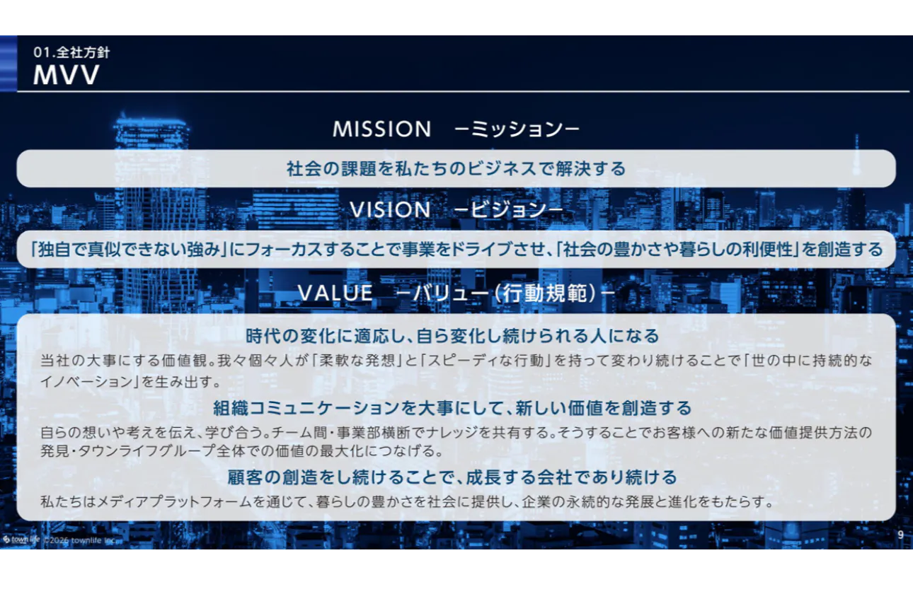 当社の3つの価値観として【MVV】を紹介