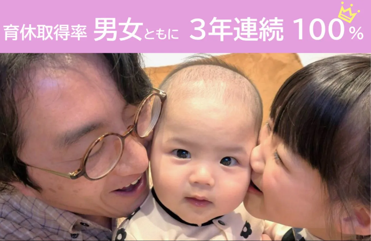 育児休業取得率 男女ともに3年連続100%!