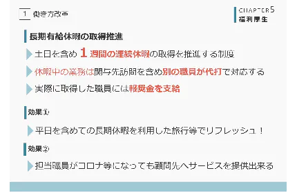 働き方改革③ 長期休暇取得推進